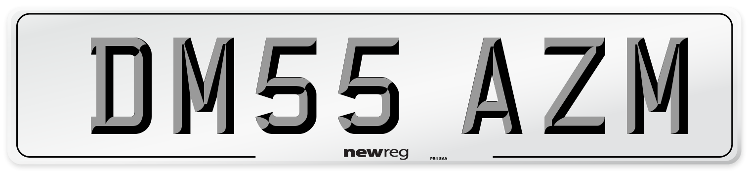 DM55 AZM Number Plate from New Reg